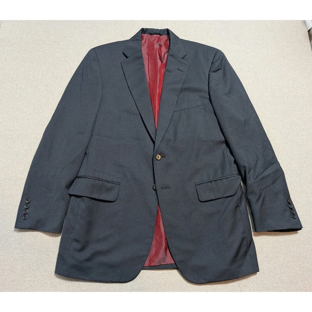 Tom James Men's Blazer 40R Charcoal Pinstripe Wool Executive Collection Vintage